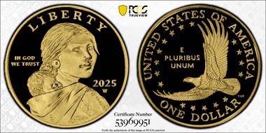 2025-W SAC$1 25th Anniversary .9999 Au PR70DCAM