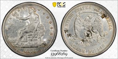 1876 T$1 Chopmarked N1