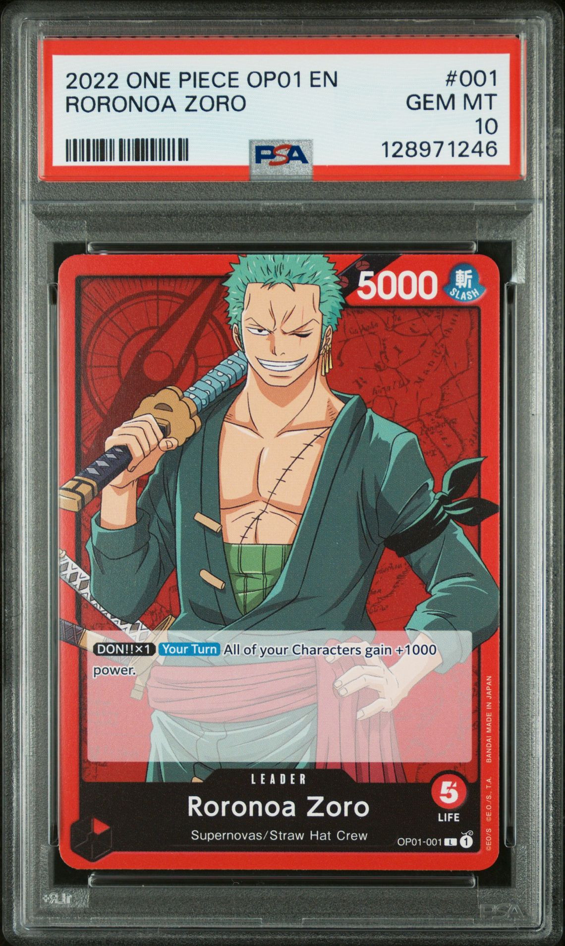 2022 One Piece ONE PIECE OP01-ROMANCE DAWN #001 Roronoa Zoro front