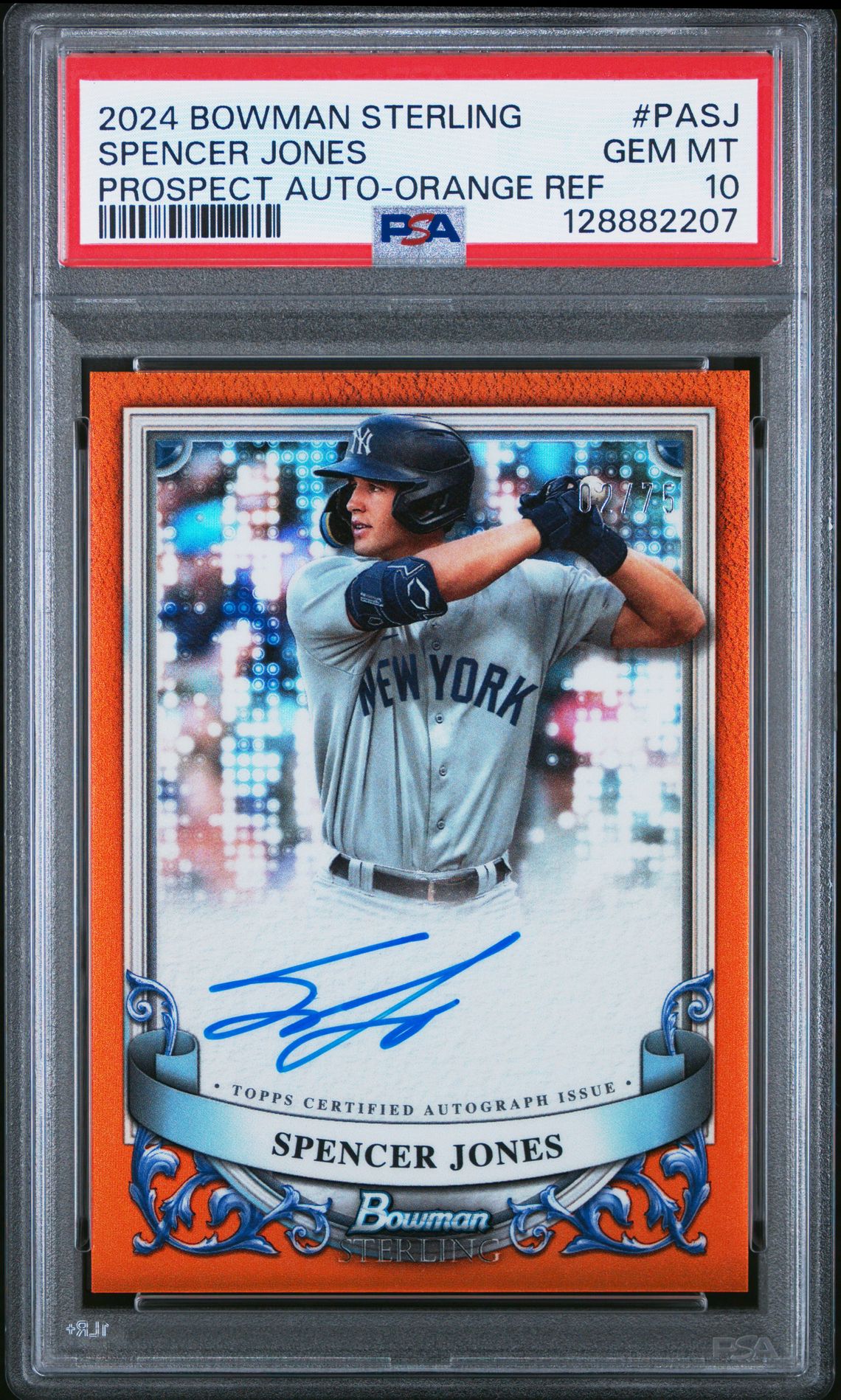 2024 Bowman BOWMAN STERLING PROSPECT AUTOGRAPHS ORANGE REF #PASJ Spencer Jones front