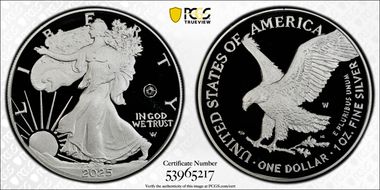 2025-W $1 Silver Eagle w/ Laser Privy PR69DCAM