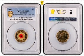 2012 $2 Remembrance Day Colorized MS65