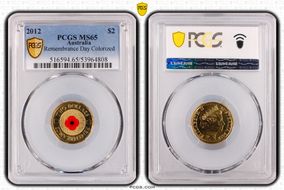 2012 $2 Remembrance Day Colorized MS65