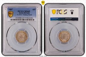 1887 6D S-3912 Young Head MS65