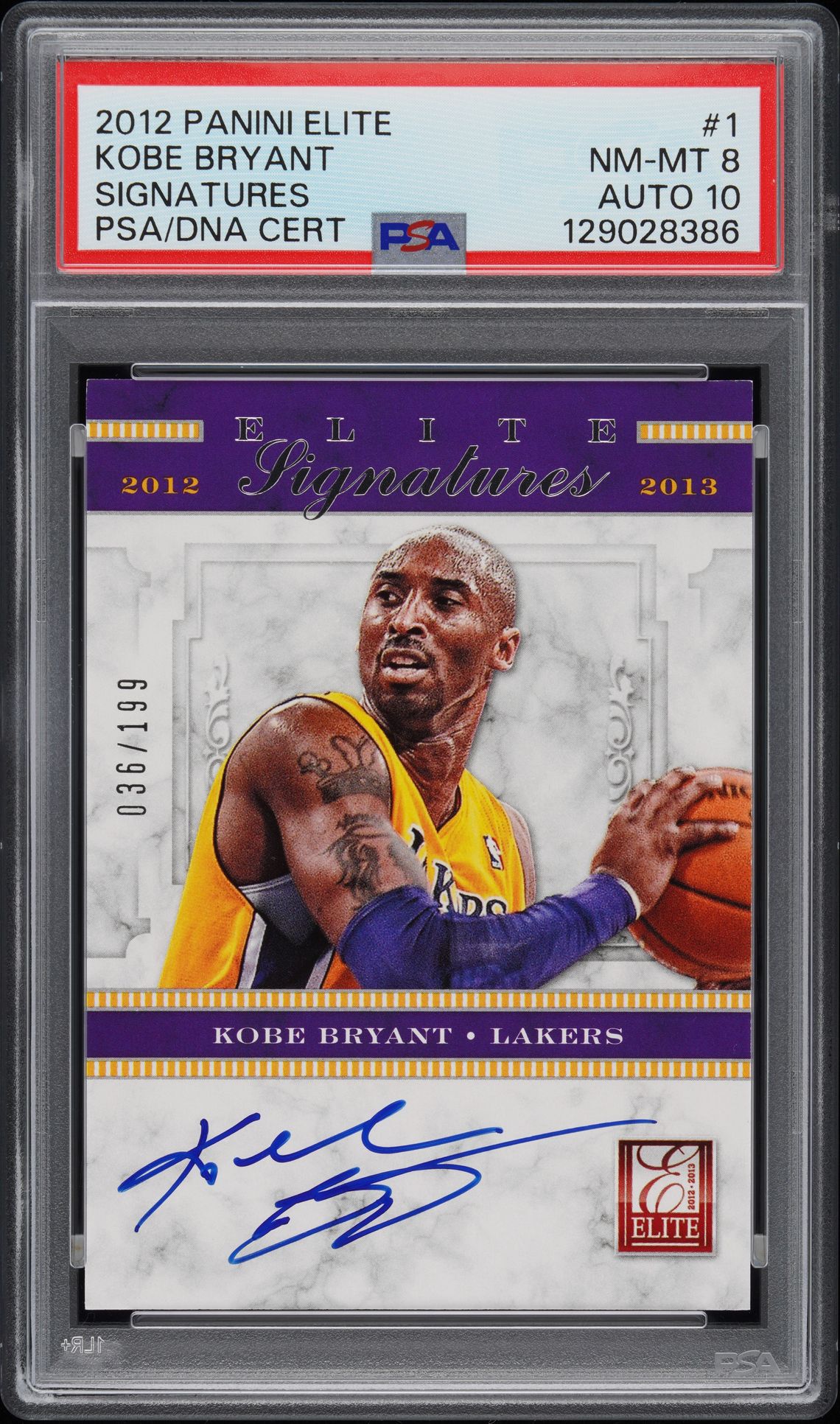 2012 Panini PANINI ELITE SIGNATURES Auto #1 Kobe Bryant front