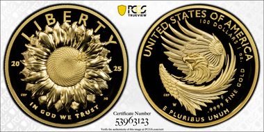 2025-W $100 American Liberty High Relief .9999 Fine First Strike PR70DCAM