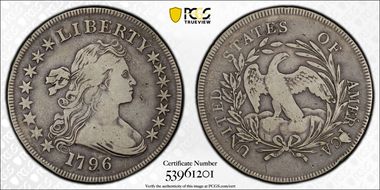 1796 $1 Large Date, Small Letters F15