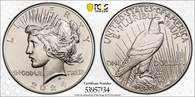 2024 $1 Peace Dollar MS70