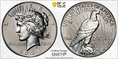 2024-S $1 Peace Dollar Rev PR Two-Coin Reverse Proof Set PR70