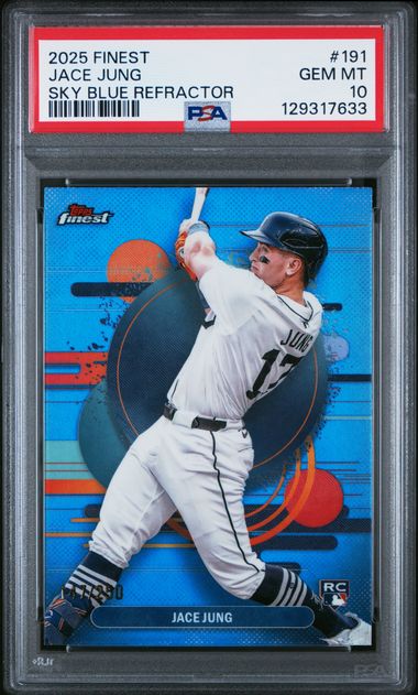2025 Topps Topps Finest Blue Refractor #191 Jace Jung front