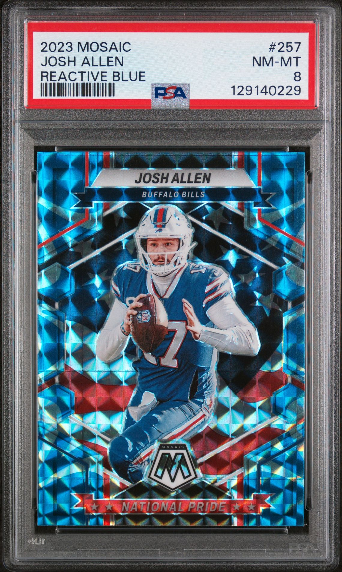 2023 Panini Mosaic Josh Allen #257 (Reactive Blue) Nm-Mt 8 front