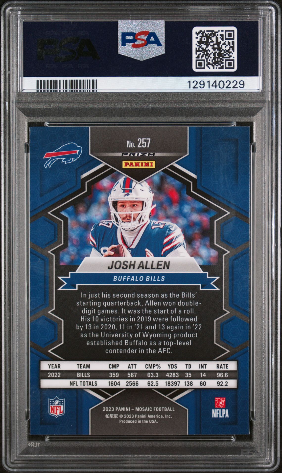 2023 Panini Mosaic Josh Allen #257 (Reactive Blue) Nm-Mt 8 back