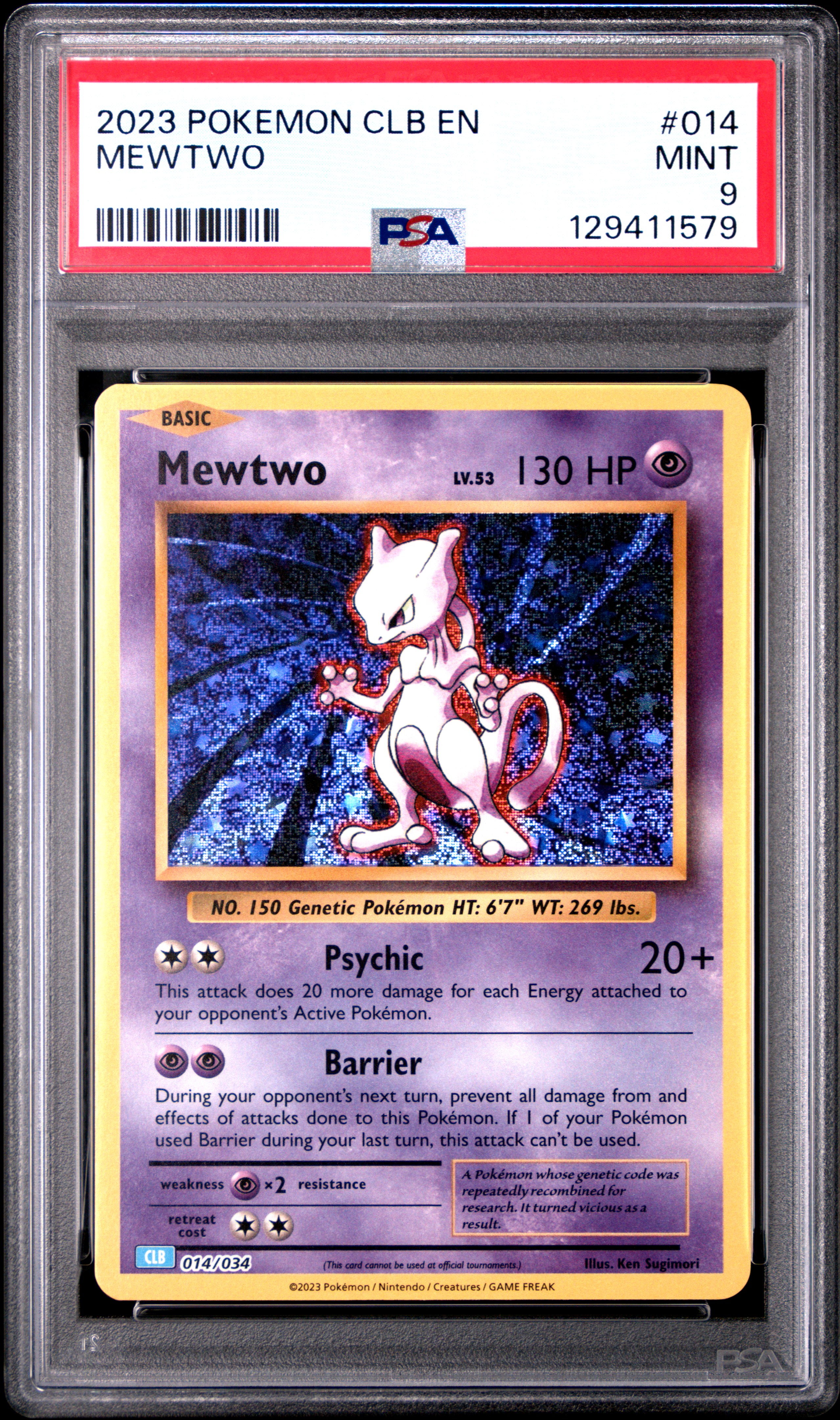 2023 #014 Mewtwo PSA 9 Clb-Trading Card Game Classic Blastoise & Suicune EX Deck