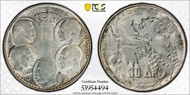 1963 30 Dr Five Greek Kings KM-86  Ag MS64