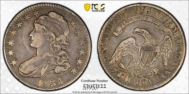 1834 50C Large Date, Large Letters VF35