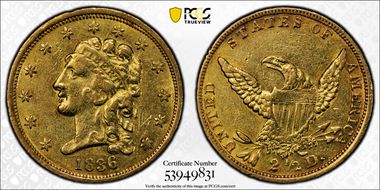 1836 $2.50 Block 8 AU50