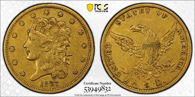 1837 $5 VF35
