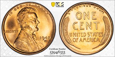 1942-D 1C MS67RD