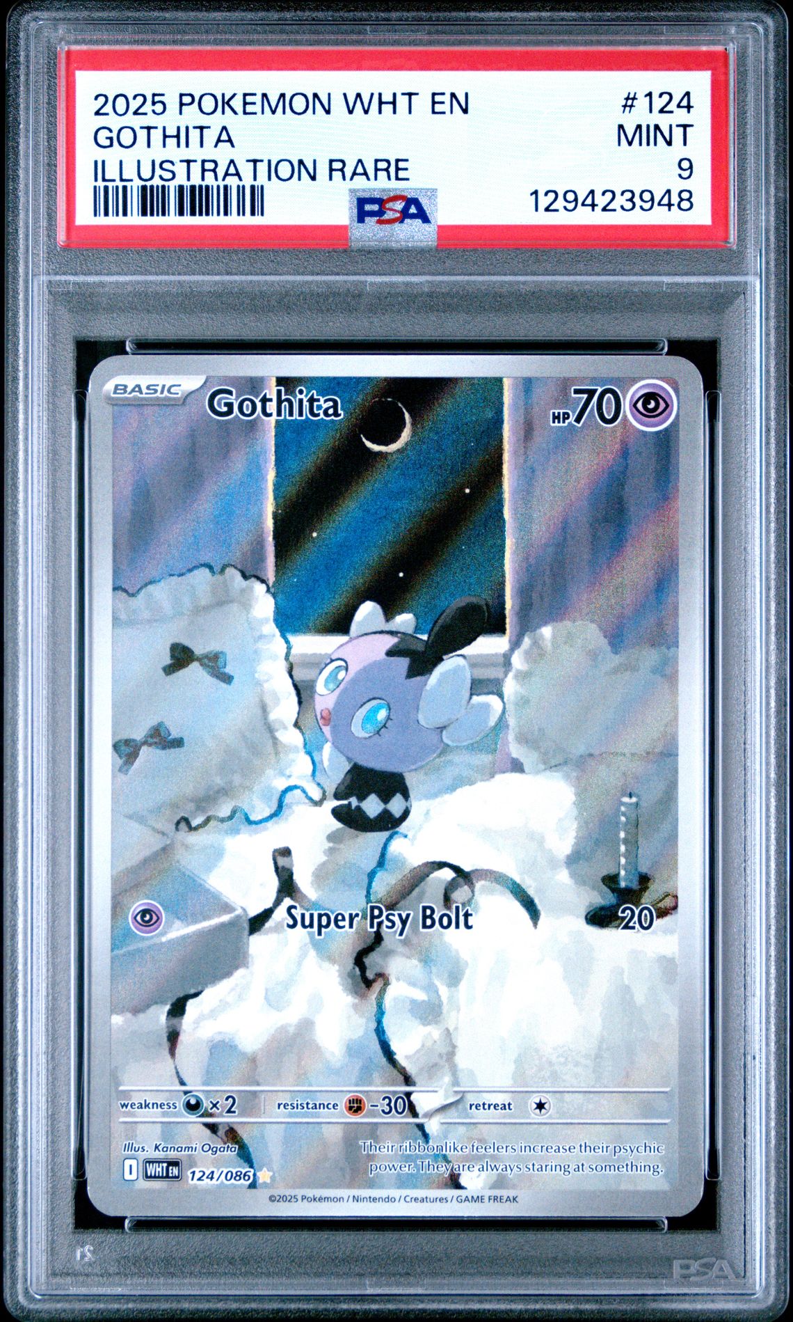 2025 Pokemon Wht En-White Flare Gothita #124 (Illustration Rare) Mint 9 front