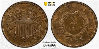 1867 2C MS63BN