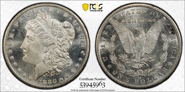 1880-CC $1 8/Low 7 MS65