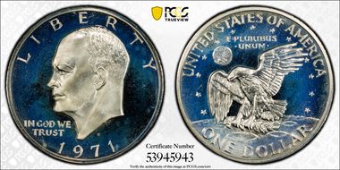 1971-S $1 Silver, Peg Leg PR68