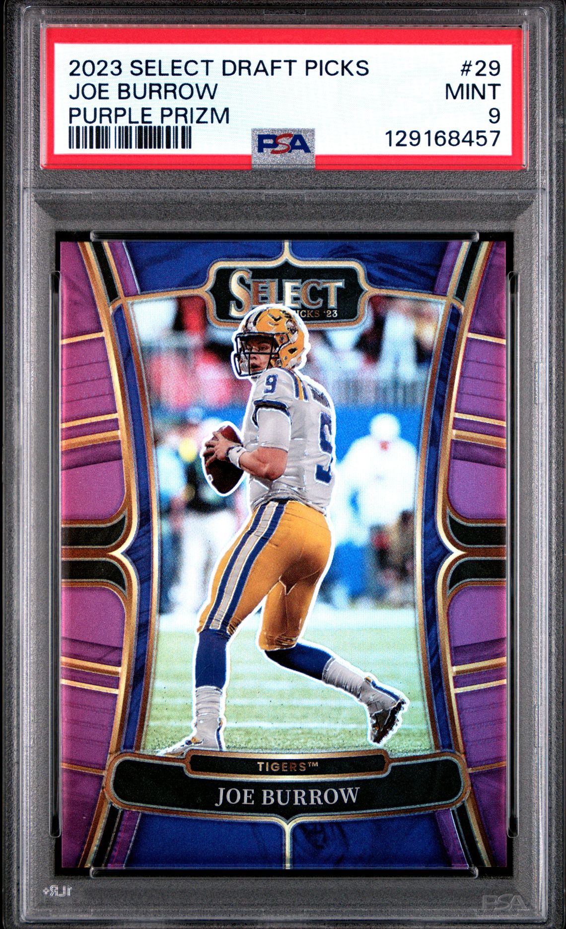 2023 Panini PANINI SELECT DRAFT PICKS PURPLE PRIZM #29 Joe Burrow front