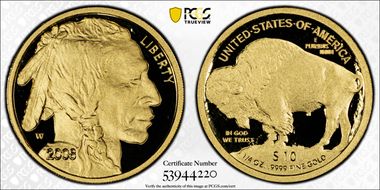 2008-W $10 American Buffalo .9999 Fine Gold PR70DCAM