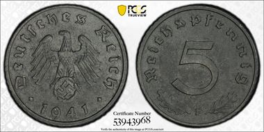 1941-F 5 Pfg J-370 Regular Issue MS62