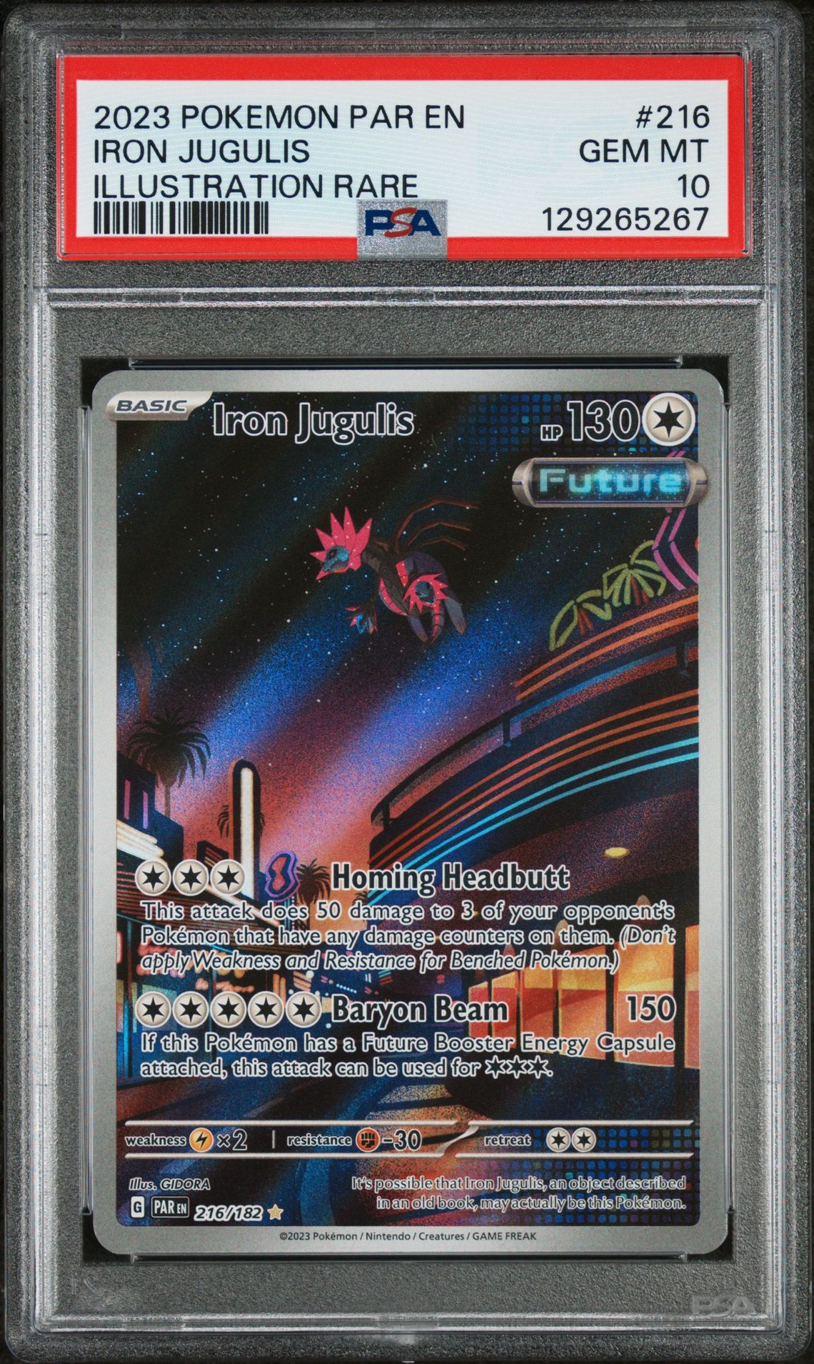 2023 Pokemon Par En-Paradox Rift Iron Jugulis #216 (Illustration Rare) Gem Mt 10 front