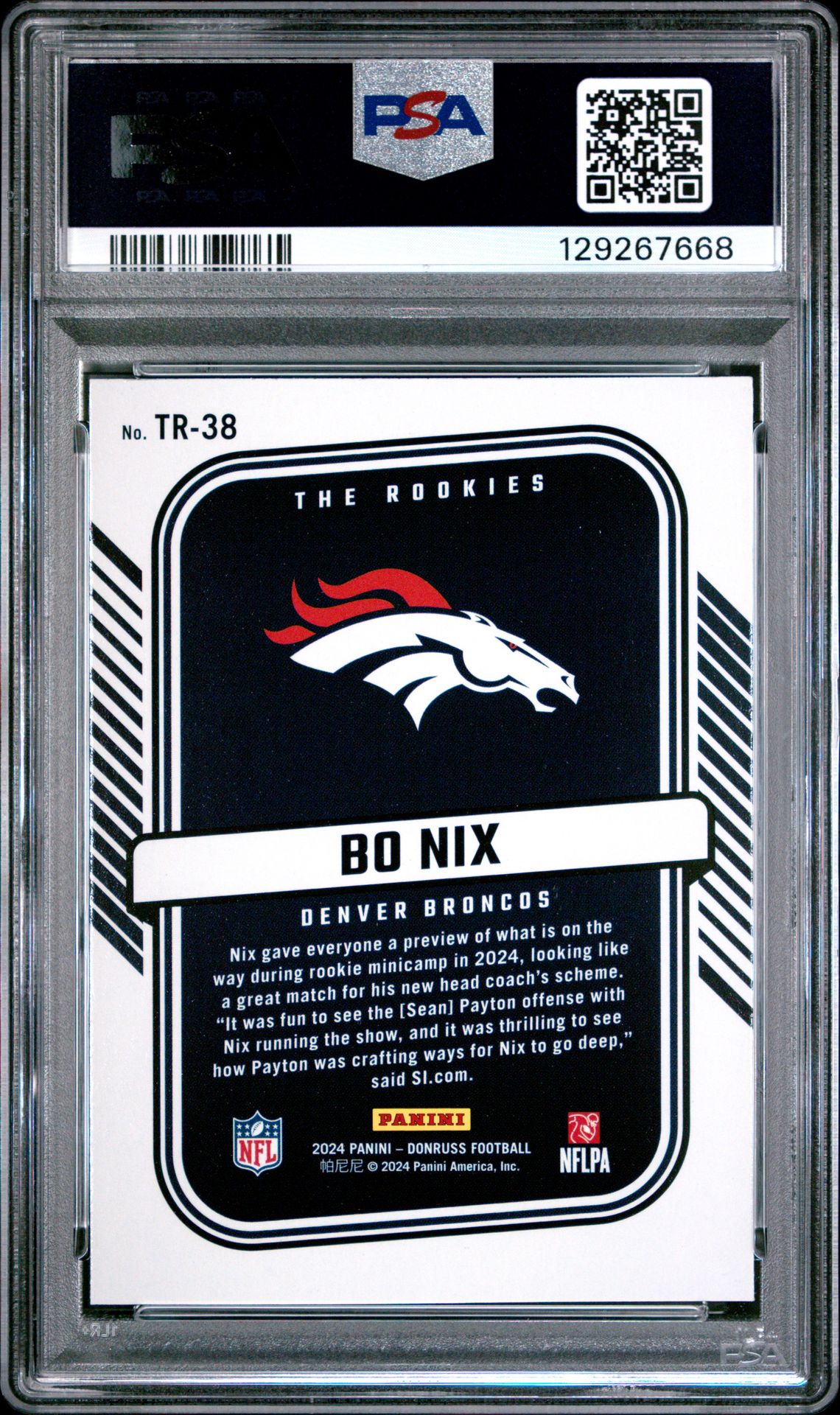2024 Panini Donruss The Rookies Bo Nix #Tr38 Mint 9 back