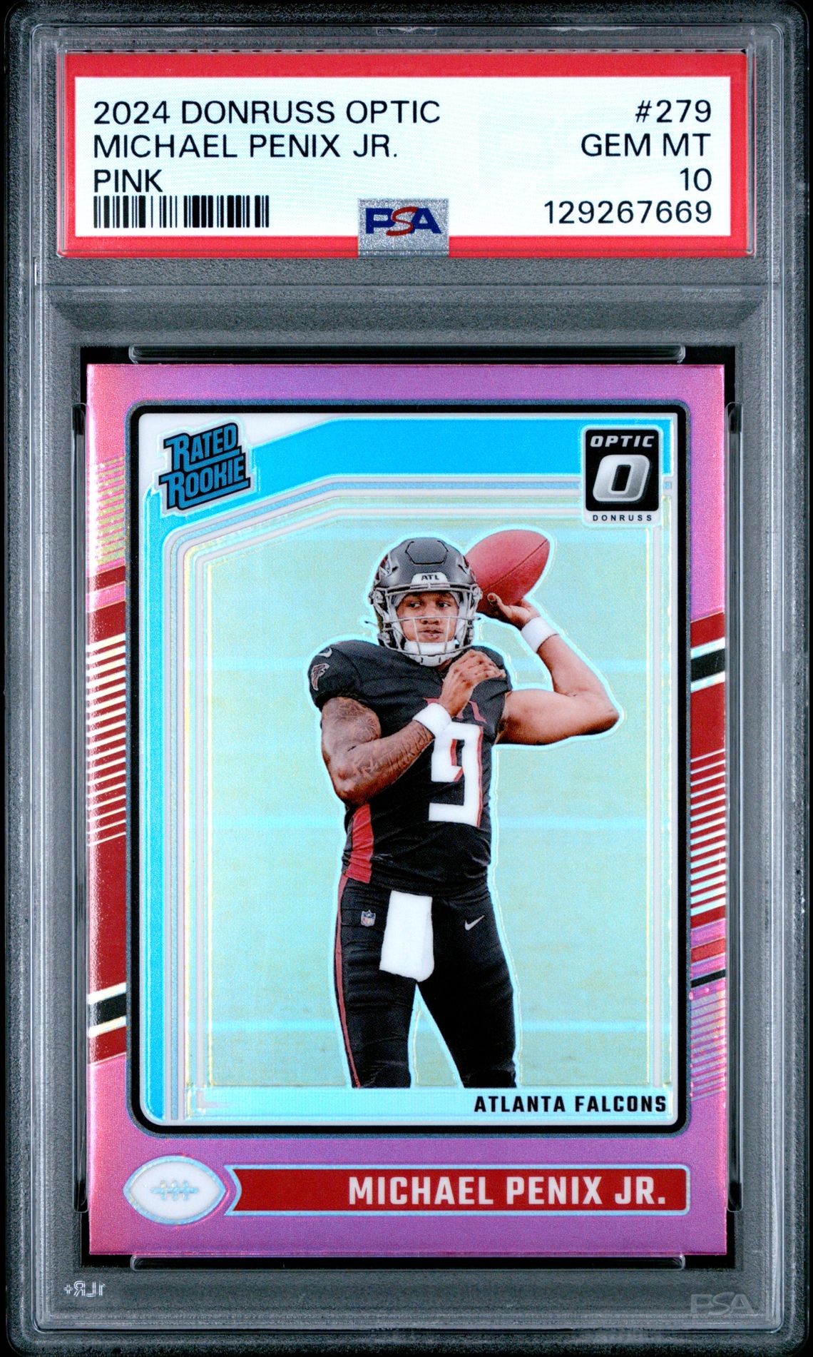 2024 Panini Donruss Optic Michael Penix Jr. #279 (Pink) Gem Mt 10 front