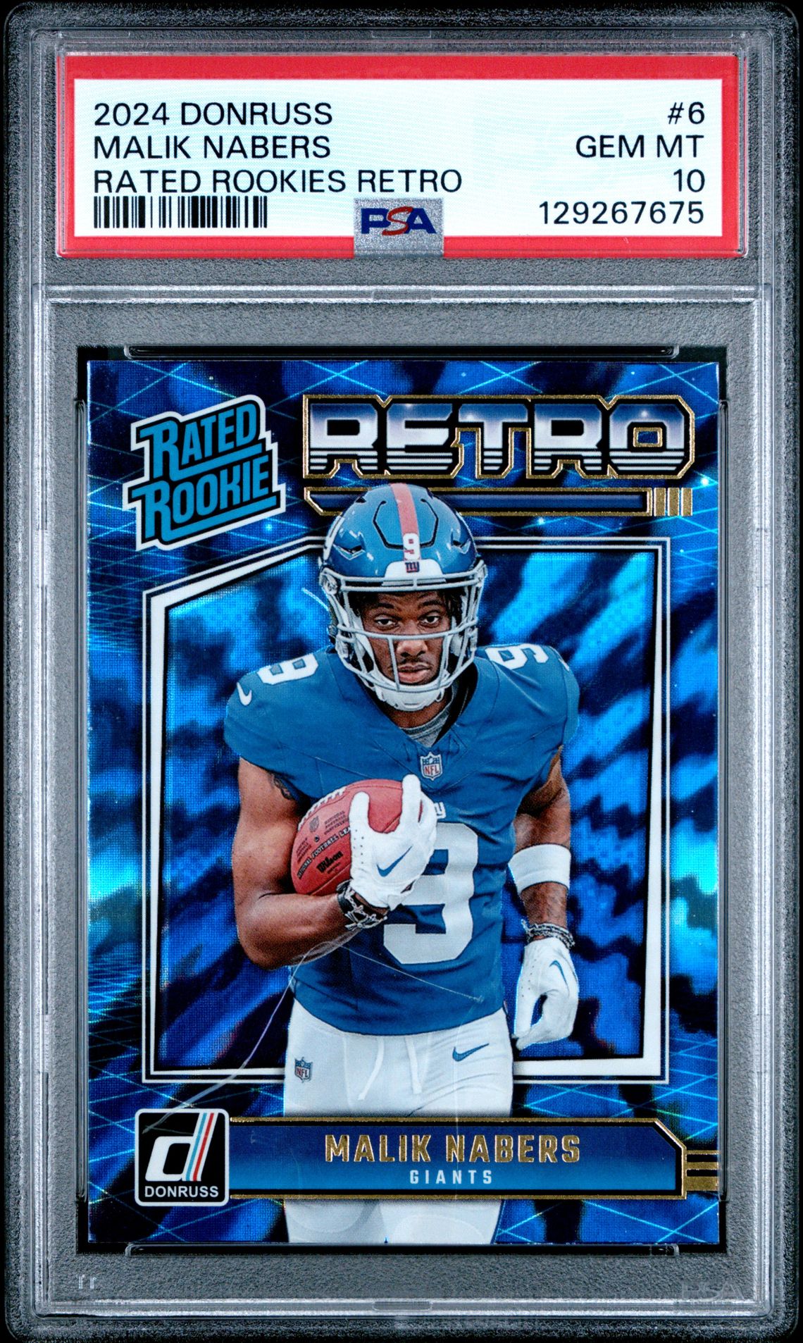 2024 Panini Donruss Rated Rookies Retro Malik Nabers #6 Gem Mt 10 front