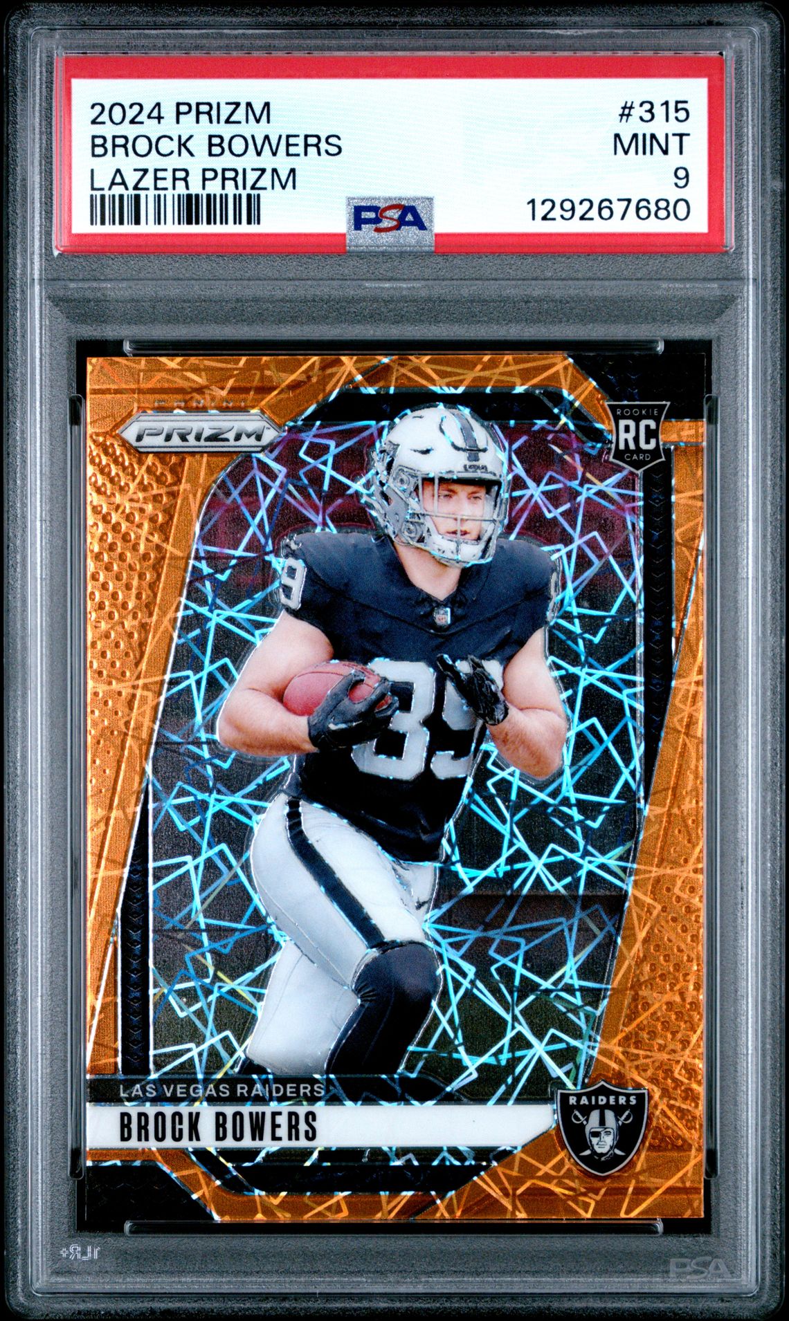 2024 Panini Prizm Brock Bowers #315 (Lazer Prizm) Mint 9 front