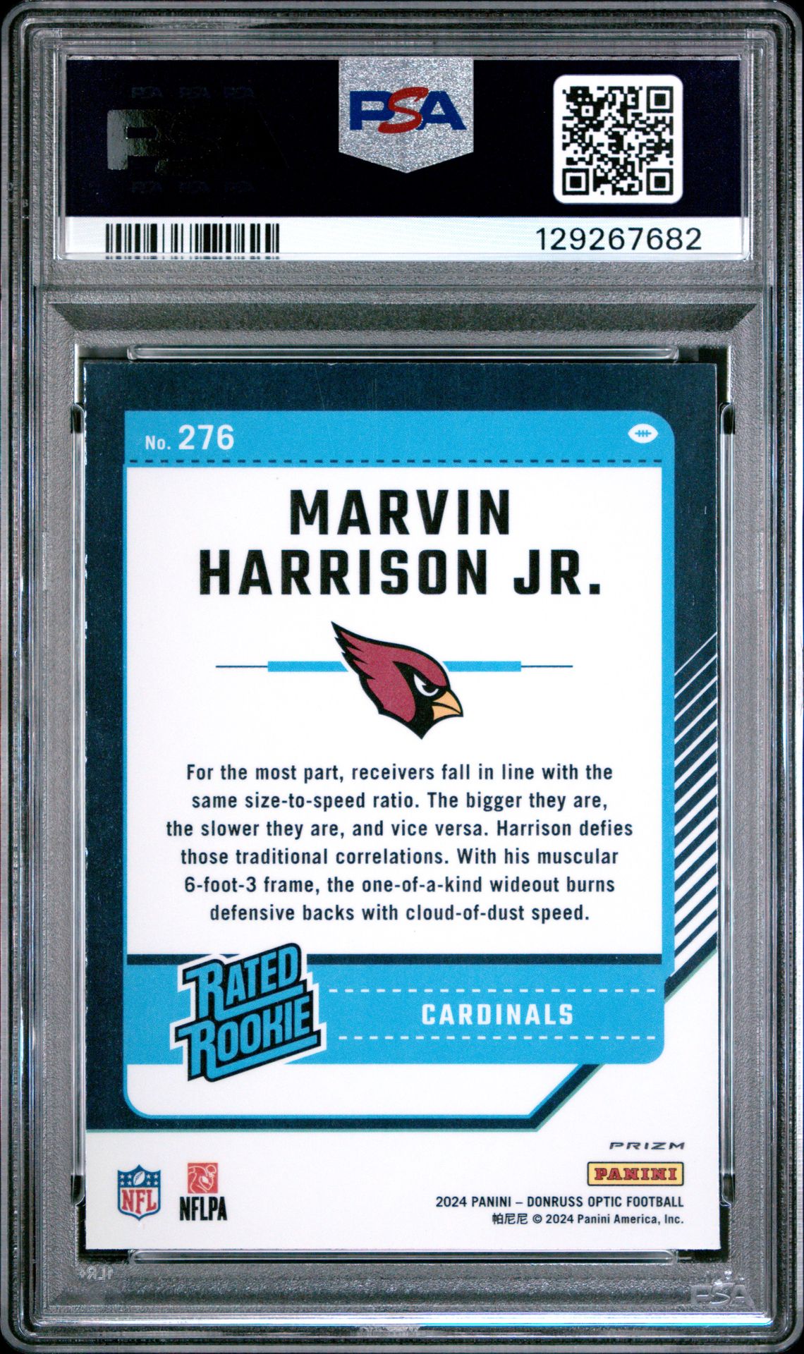 2024 Panini Donruss Optic Marvin Harrison Jr. #276 (Purple Shock) Gem Mt 10 back