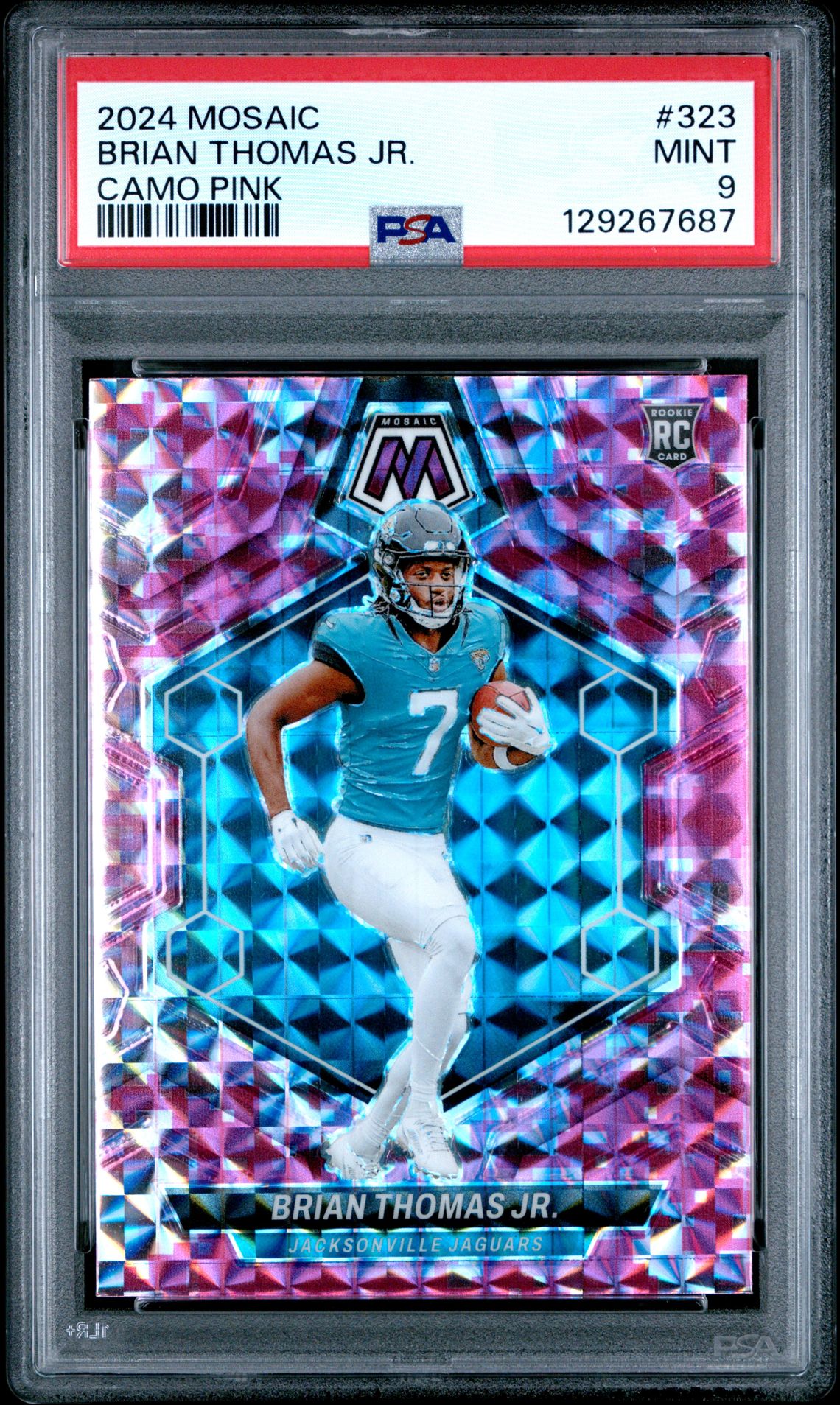 2024 Panini Mosaic Brian Thomas Jr. #323 (Camo Pink) Mint 9 front