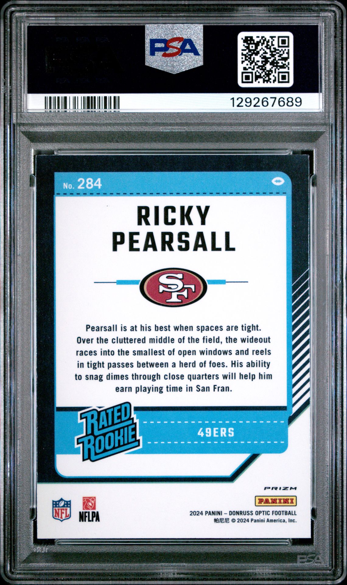 2024 Panini Donruss Optic Ricky Pearsall #284 (Purple Shock) Mint 9 back