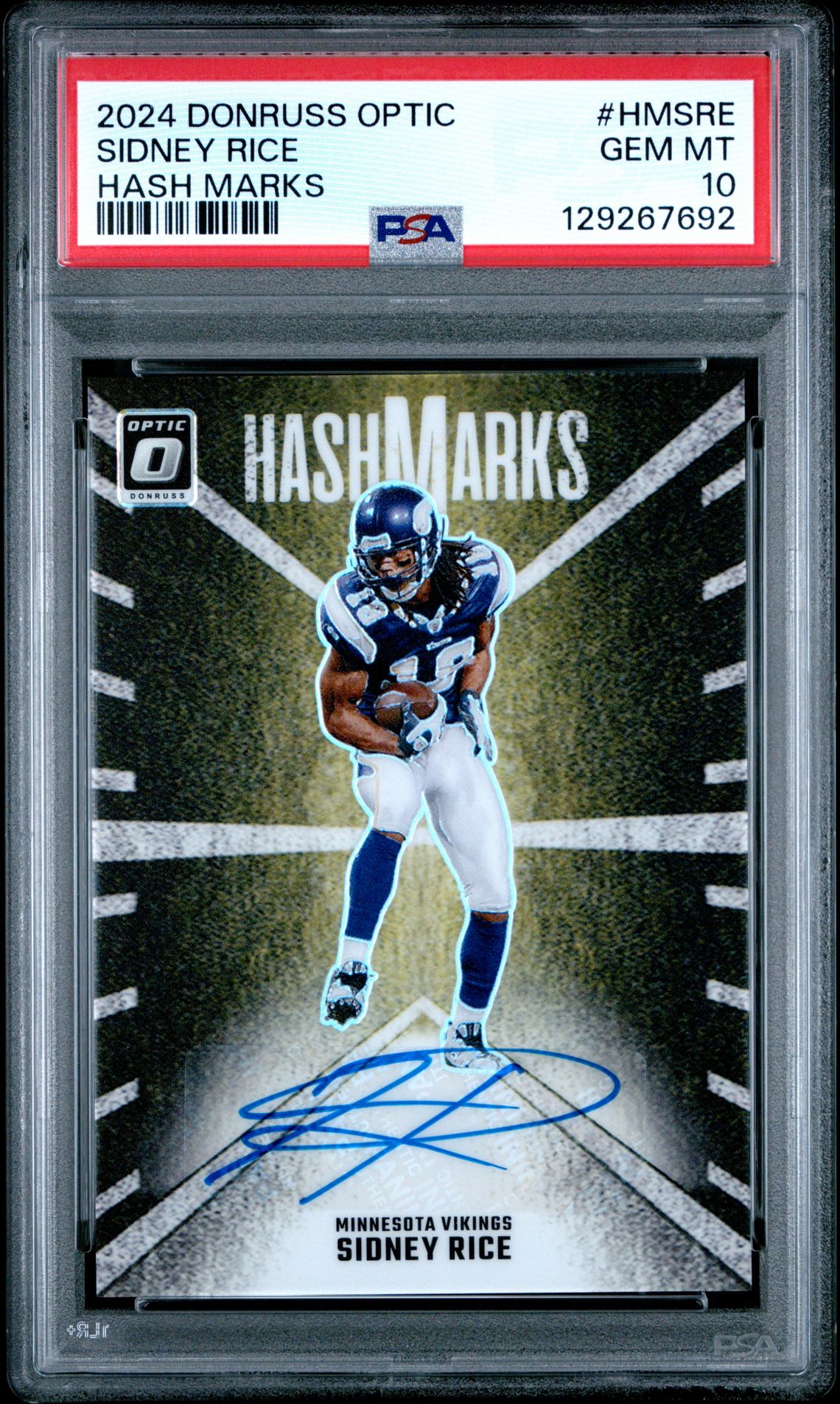 2024 Panini Donruss Optic Hash Marks Sidney Rice #Hmsre Gem Mt 10 front
