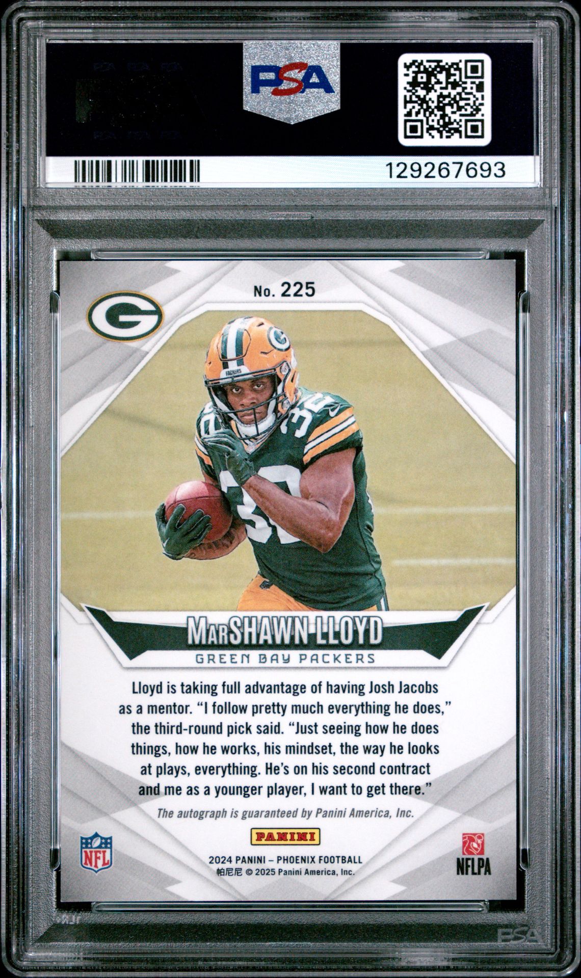 2024 Panini Phoenix Marshawn Lloyd #225 (Autograph-Pandora) Mint 9 back