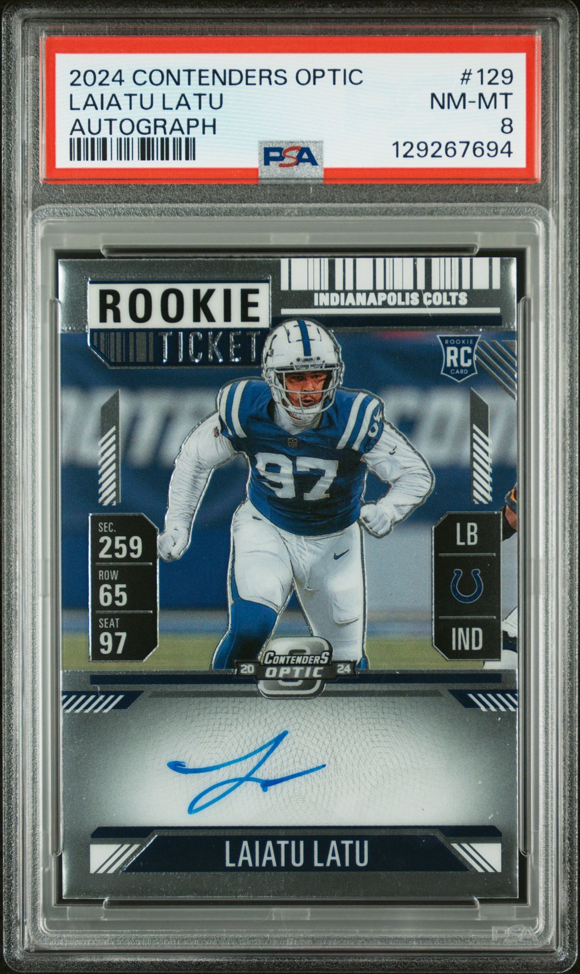 2024 Panini Contenders Optic Laiatu Latu #129 (Autograph) Nm-Mt 8 front