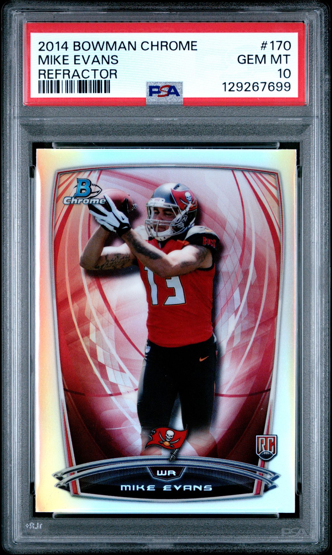 2014 Bowman Chrome Mike Evans #170 (Refractor) Gem Mt 10 front