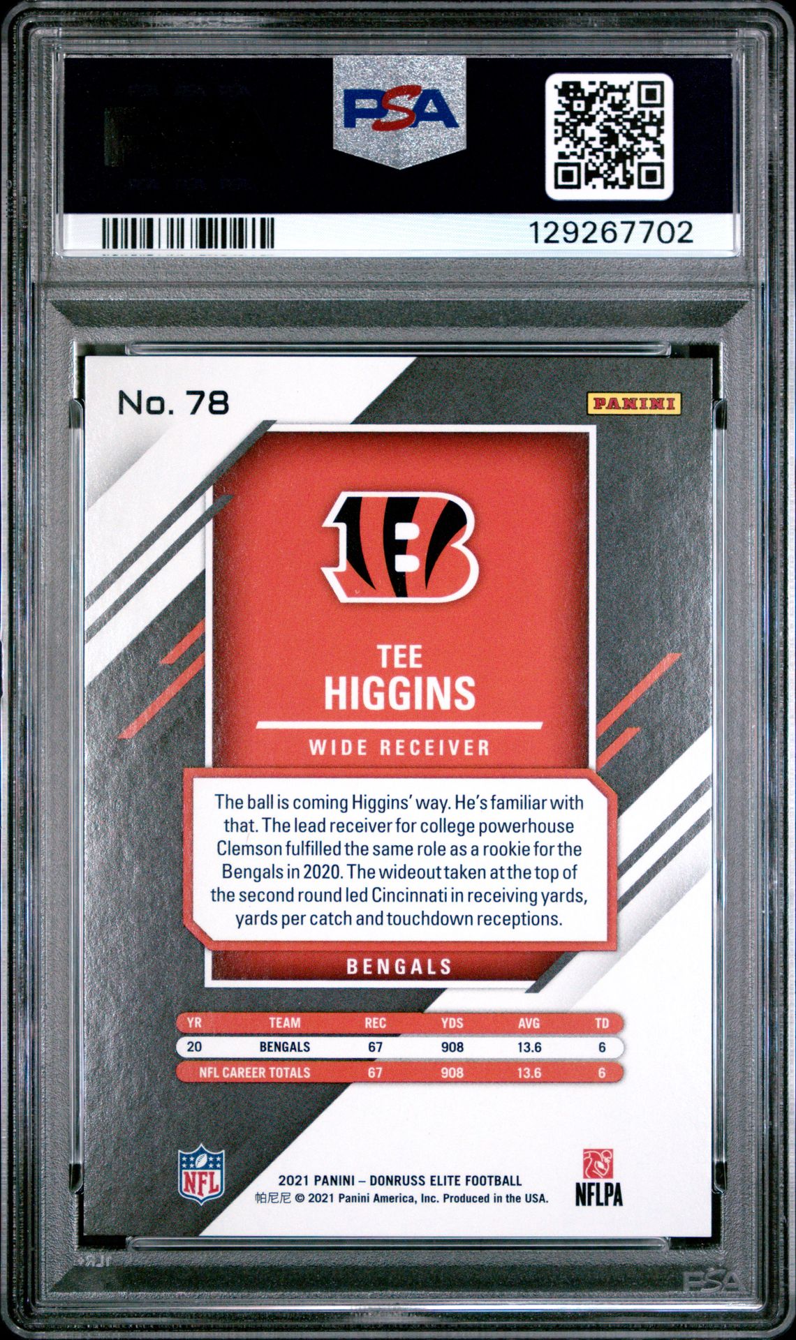 2021 Panini Donruss Elite Tee Higgins #78 (Status Explosion) Mint 9 back