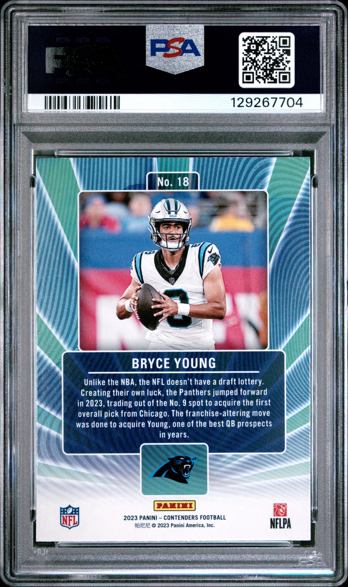 2023 Panini Contenders Winning Ticket Bryce Young #18 (Winning Ticket) Gem Mt 10 back