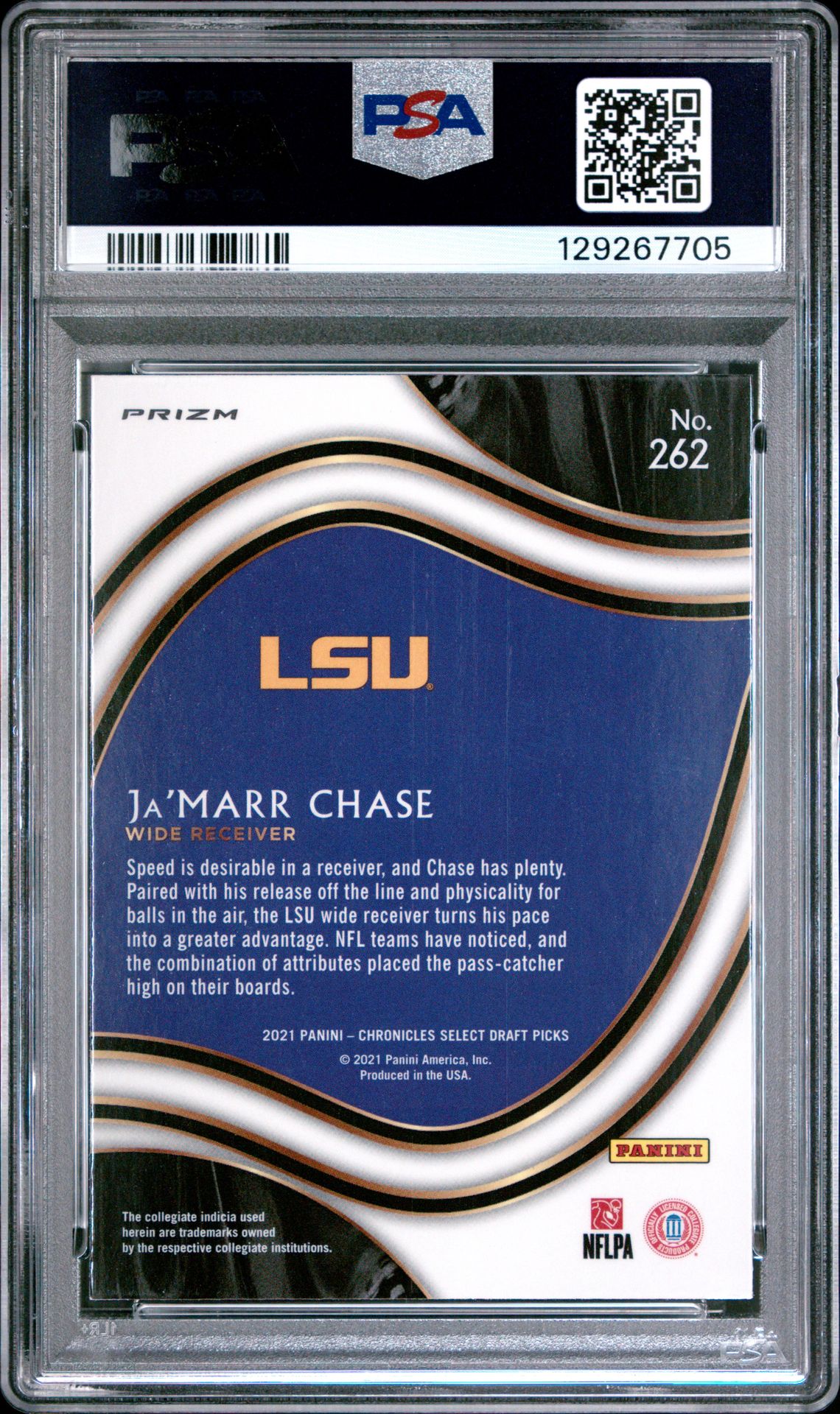 2021 Panini Chronicles Draft Picks Ja'marr Chase #262 (Silver) Nm-Mt 8 back