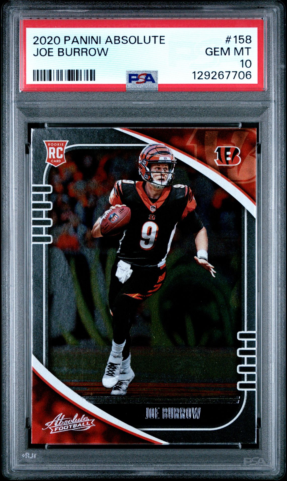 2020 Panini Absolute Joe Burrow #158 Gem Mt 10 front