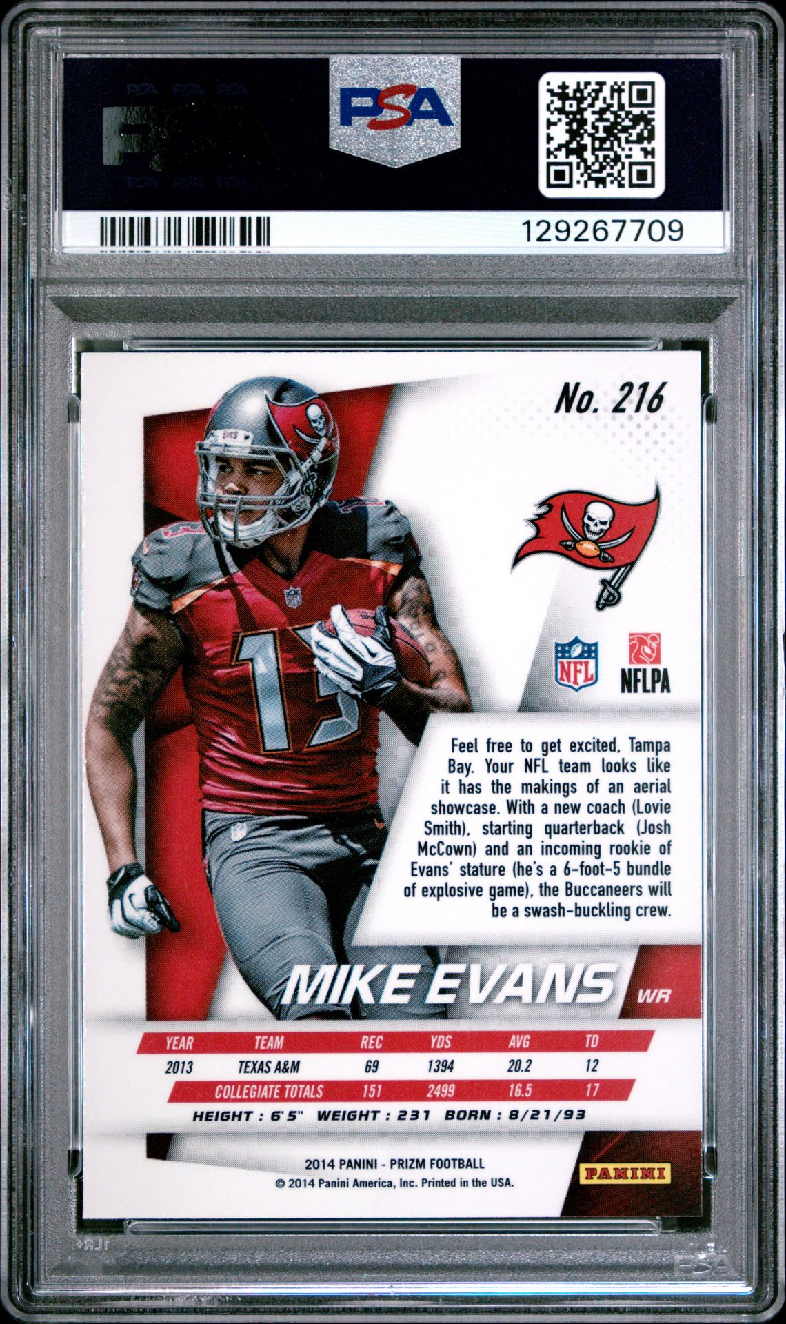 2014 Panini Prizm Mike Evans #216 Gem Mt 10 back