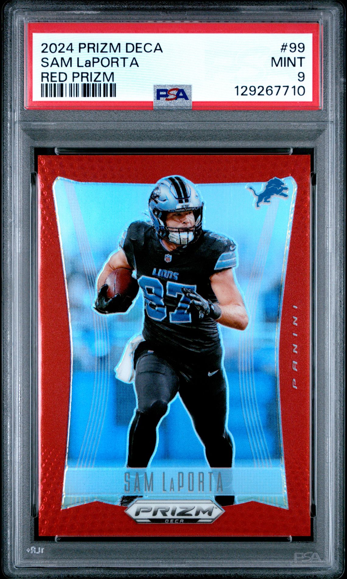 2024 Panini Prizm Deca Sam Laporta #99 (Red Prizm) Mint 9 front