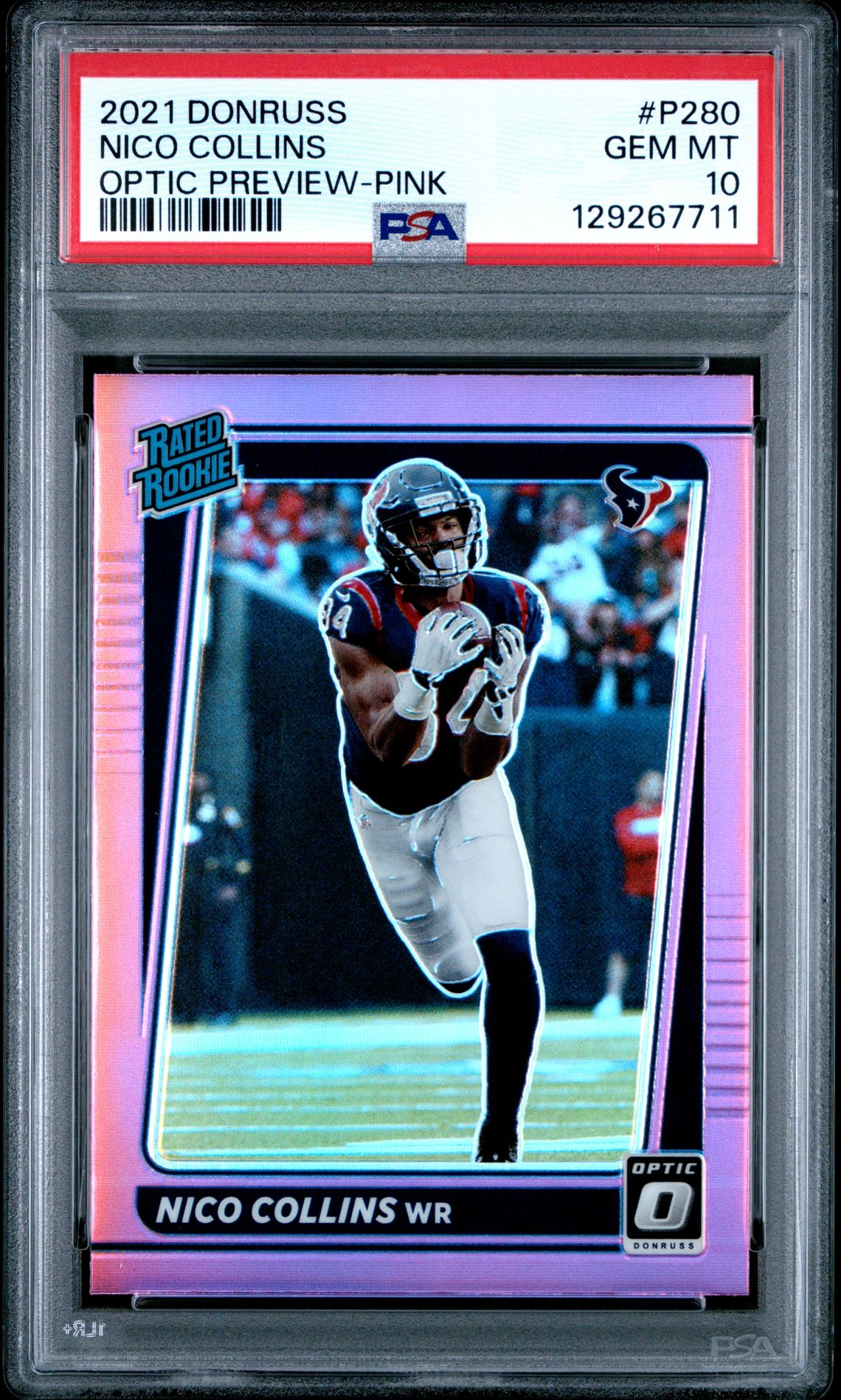 2021 Panini Donruss Nico Collins #P280 (Optic Preview-Pink) Gem Mt 10 front