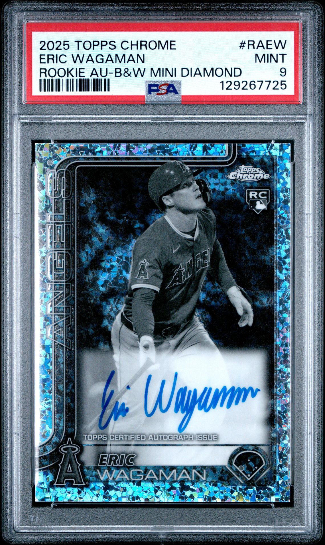 2025 Topps Chrome Rookie Autographs Eric Wagaman #Raew (Rookie Au-B&W Mini Diamond) Mint 9 front