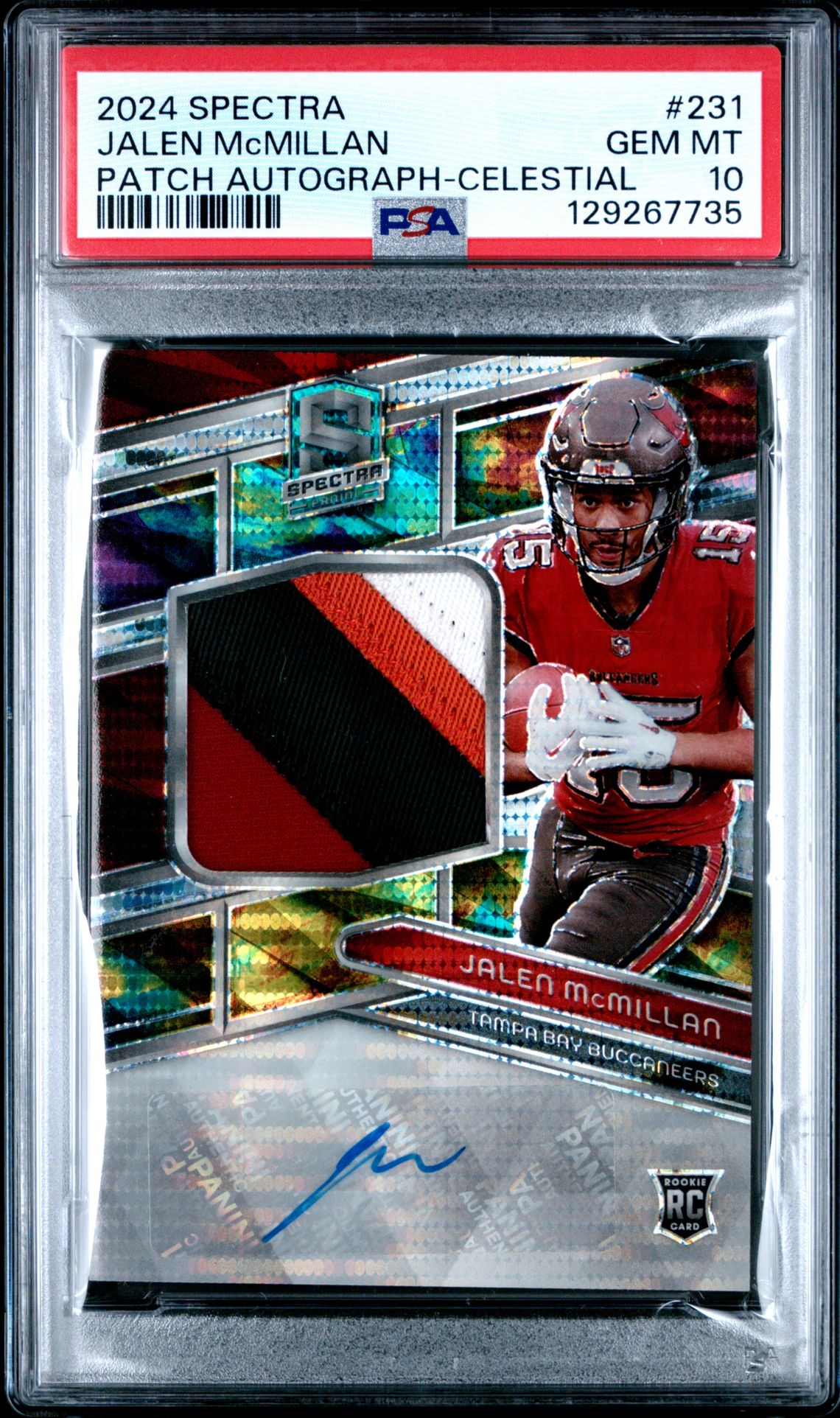 2024 Panini Spectra Jalen Mcmillan #231 (Patch Autograph-Celestial) Gem Mt 10 front